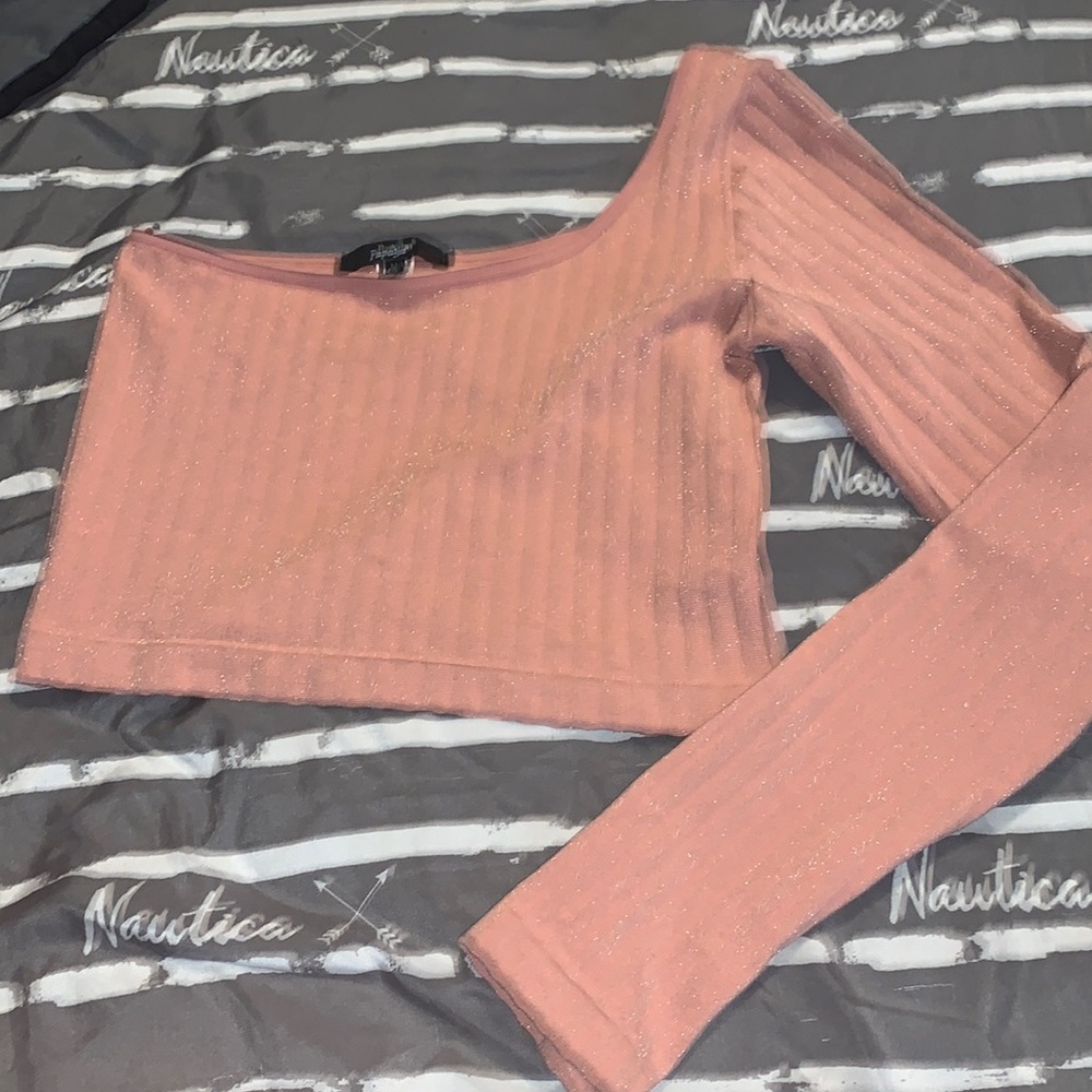 shimmery pink crop top